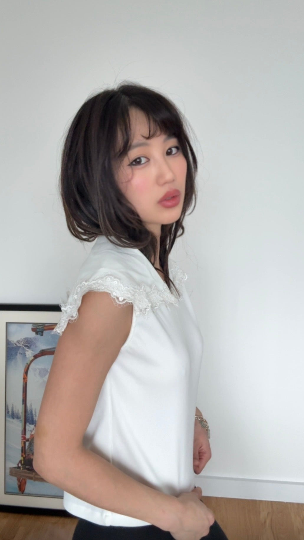 13. Brand New White Lace Trim Top From Japan