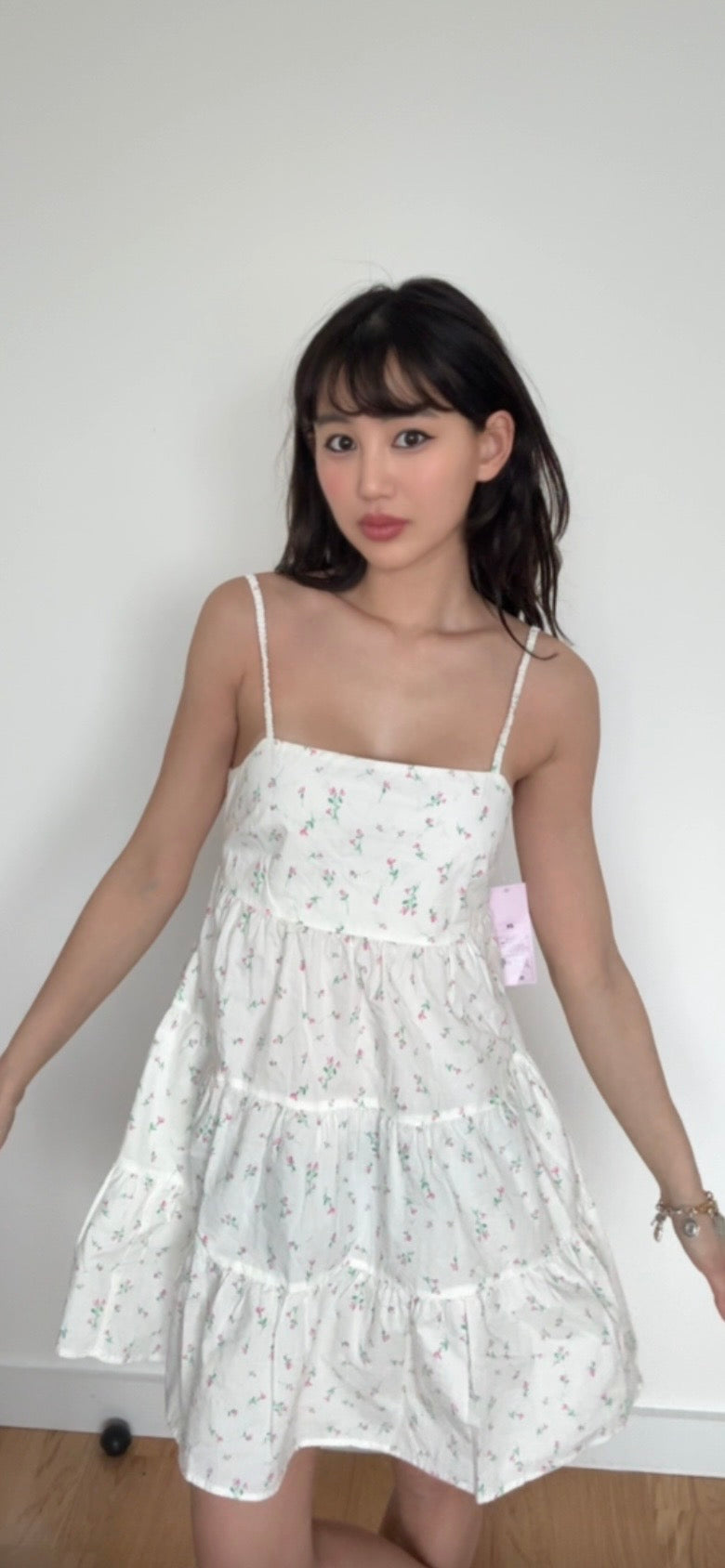 14. Brand new White Floral Tiered Spaghetti Strap Mini Dress