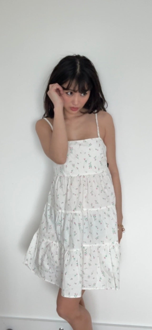 14. Brand new White Floral Tiered Spaghetti Strap Mini Dress