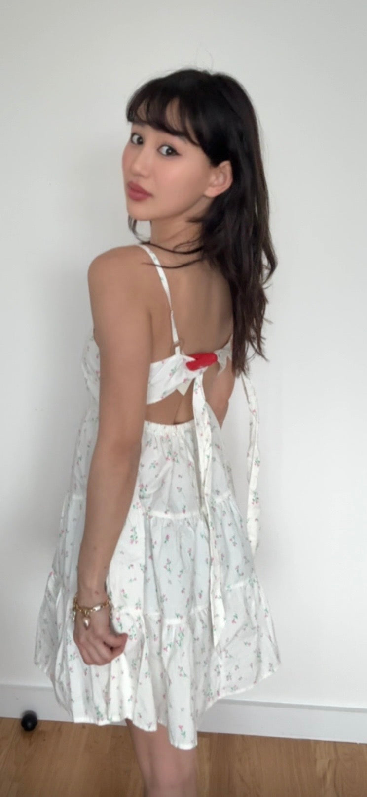 14. Brand new White Floral Tiered Spaghetti Strap Mini Dress