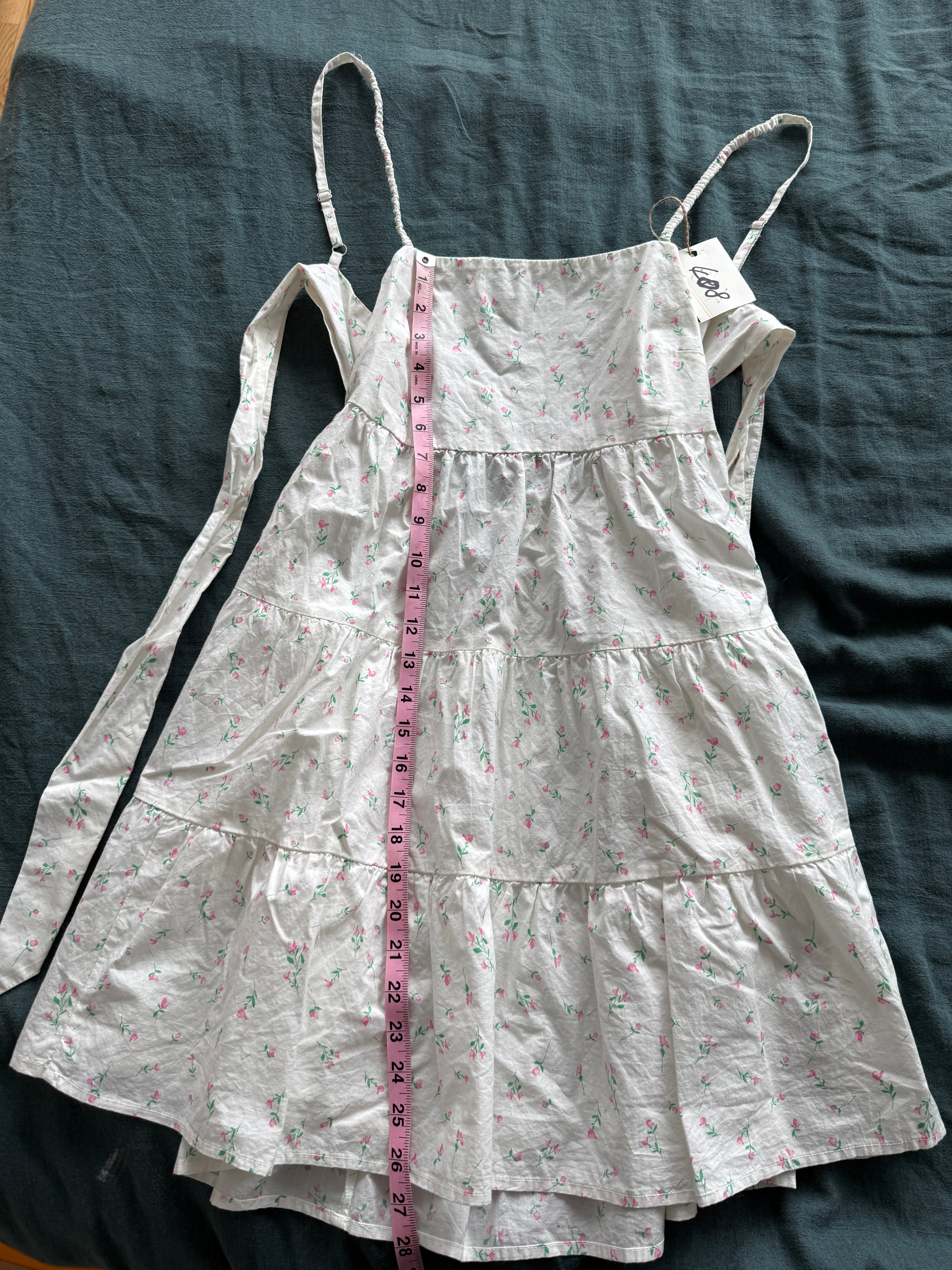 14. Brand new White Floral Tiered Spaghetti Strap Mini Dress