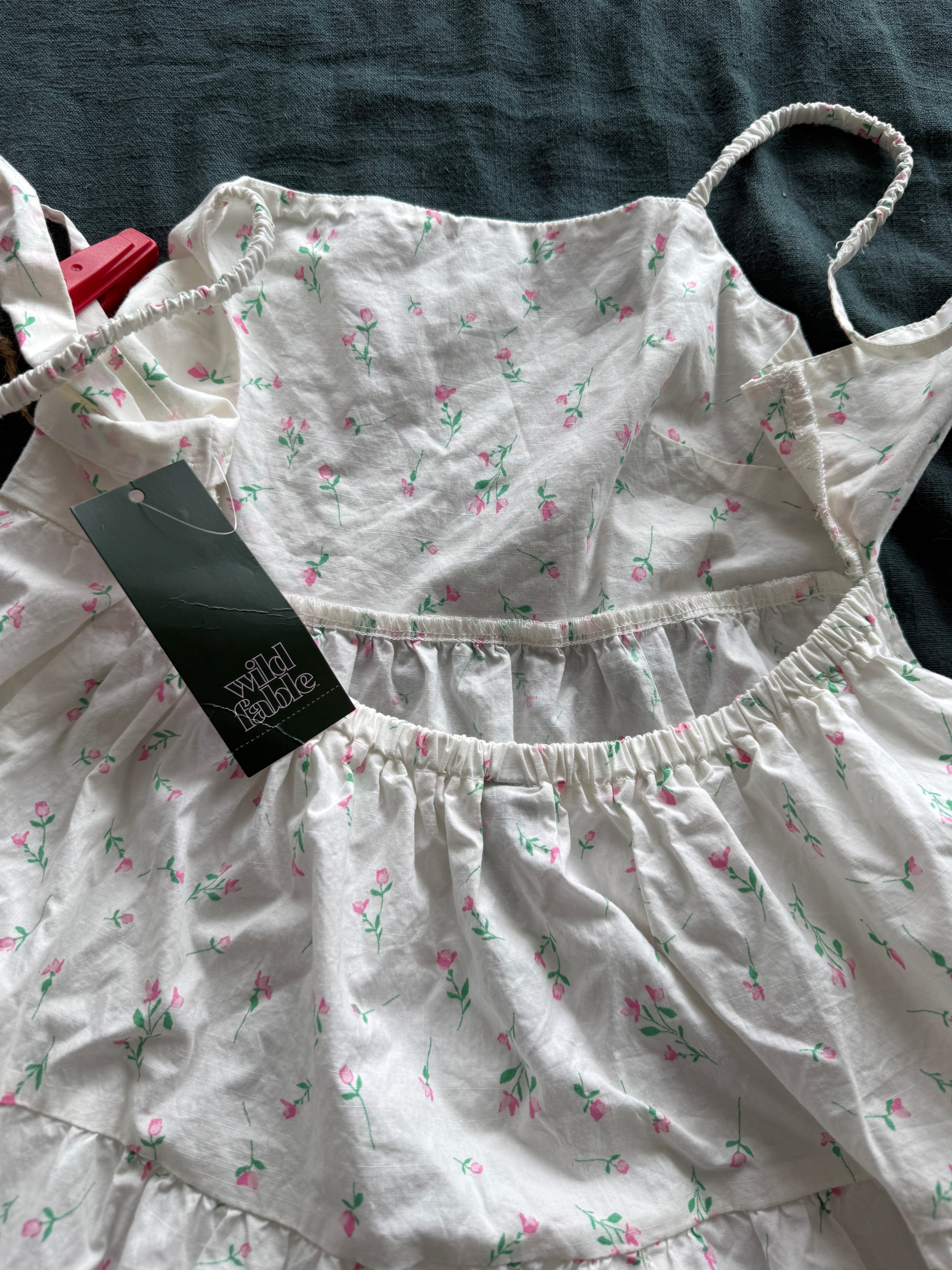 14. Brand new White Floral Tiered Spaghetti Strap Mini Dress