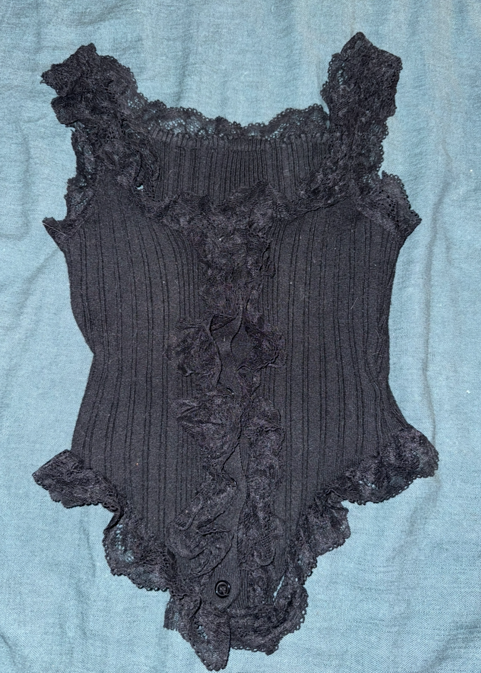 15. Black Lace Trim Crop Top from Korea