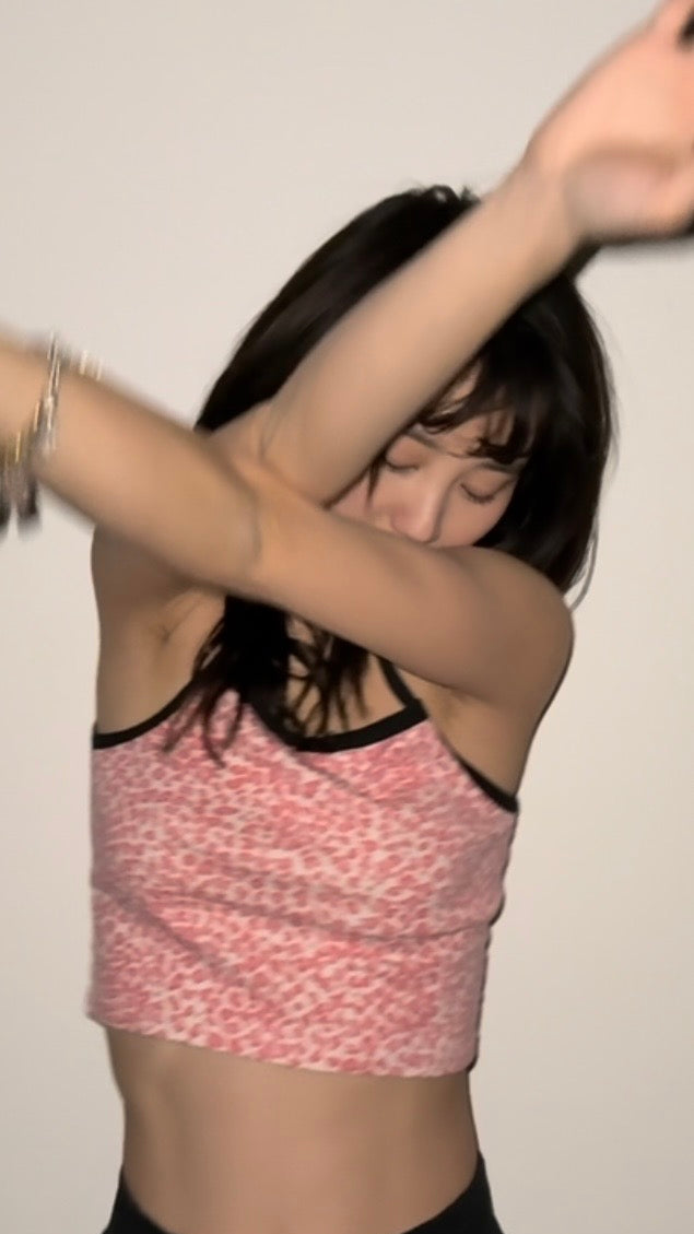 17. Pink Floral Crop Tank Top