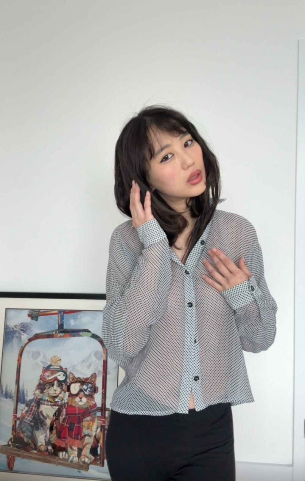 7. Sheer Houndstooth Button-Up Shirt | never worn