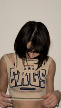 6. Beige Graphic Crop Top from Korea