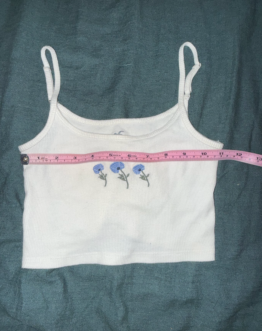 5. White Floral Embroidered Crop Top